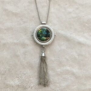 Lucky Silver Necklace with reversible Abalone Pearl Pendant